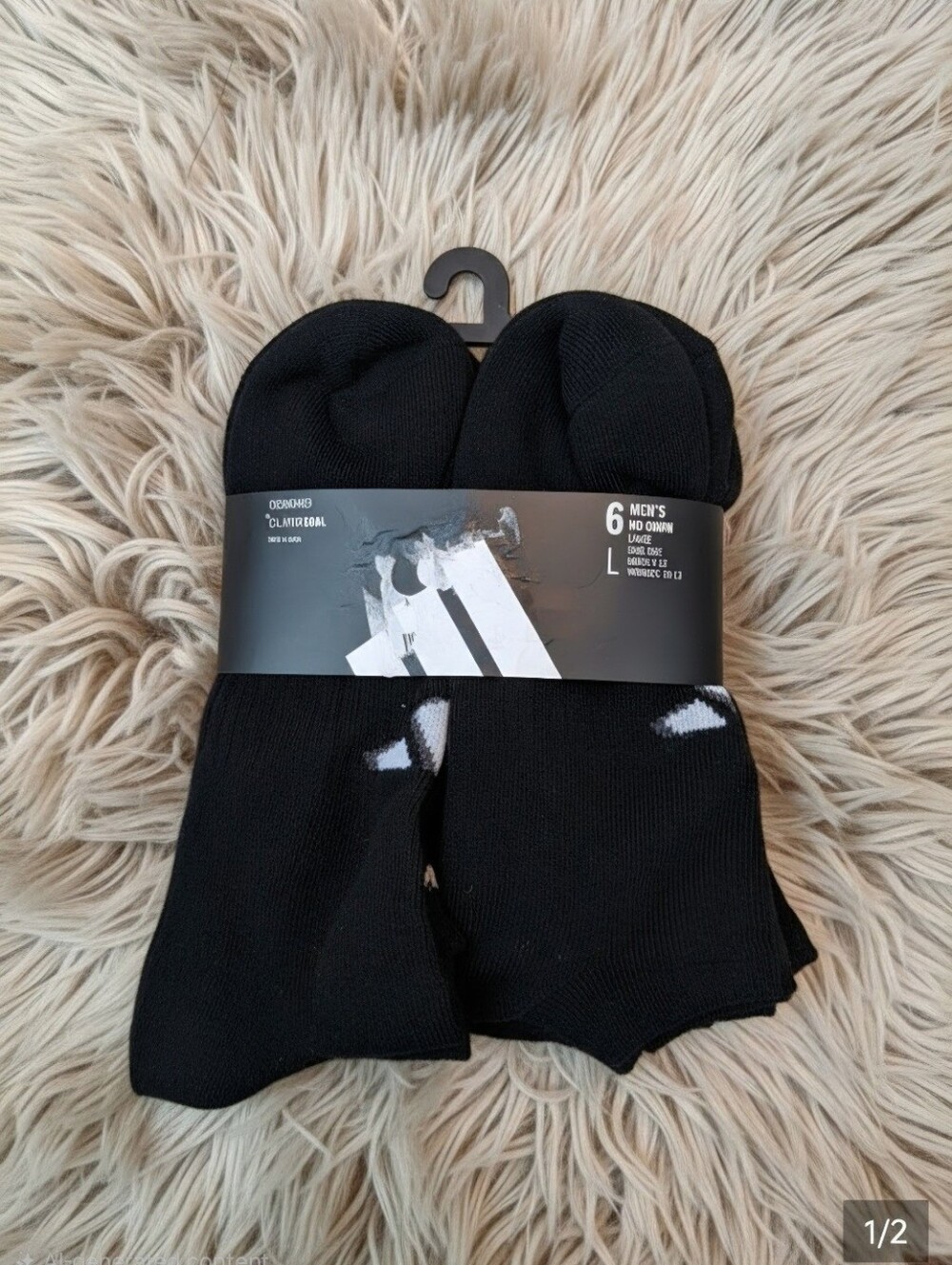 adidas Black Unisex Athletic Crew Socks with White Logo - 6 Pack